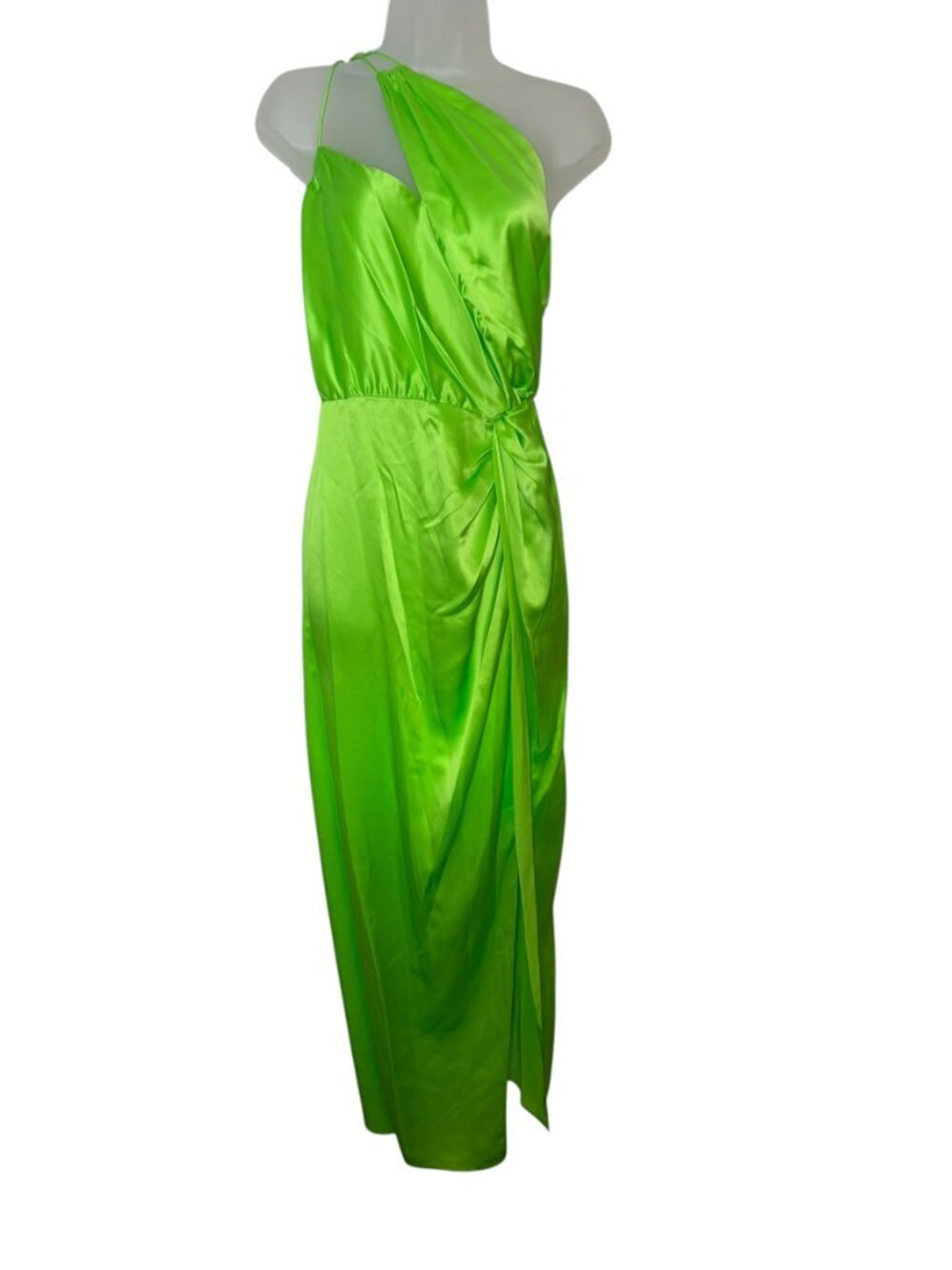The Sei Silk Knot Dress Parakeet Green One Shoulder NWT Size 10 - Picture 2 of 9